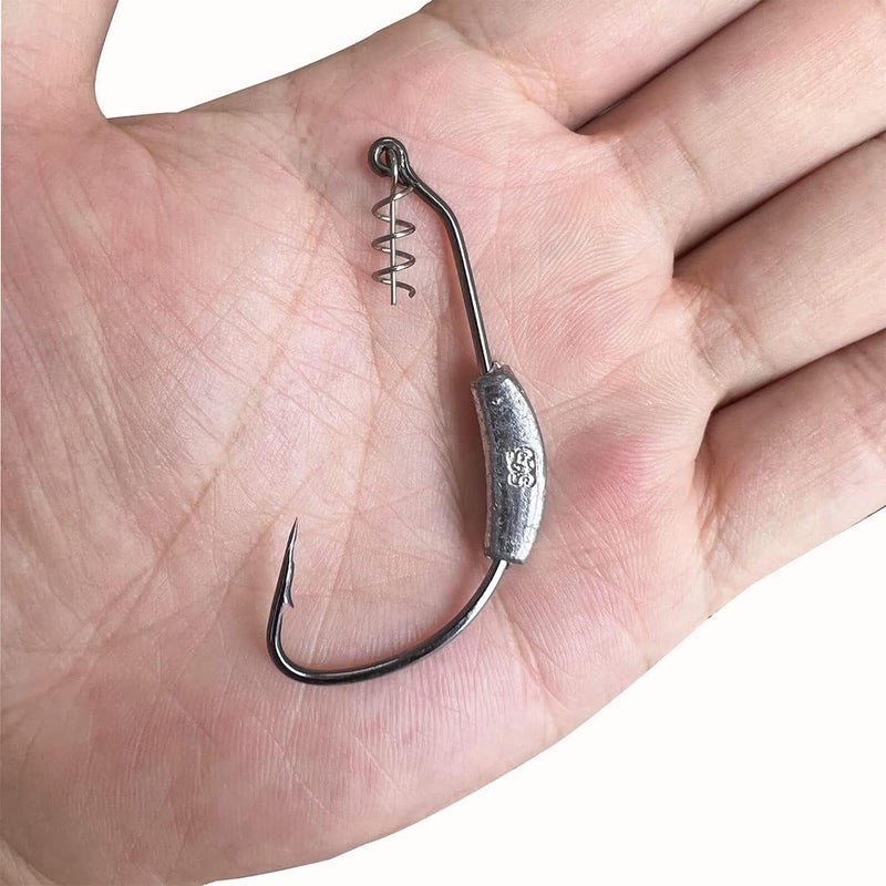 UperUper 25 Pack Weighted Swimbait Hooks, Jig Heads with Twist Lock, Soft Plastic Worm Fishing Hooks 1/0 2/0 3/0 4/0 5/0 - Image 5